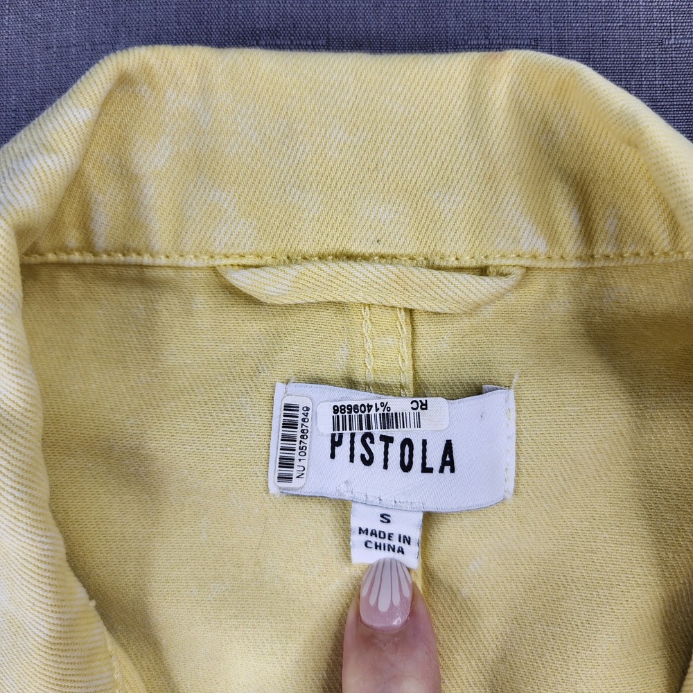 Pistola Yellow Denim Romper Womens Small Acid Wash Utility Button Front Playsuit - Picture 8 of 14